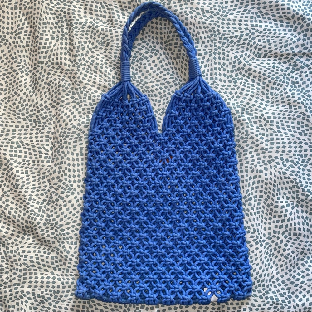 J. Crew hand knotted macrame tote